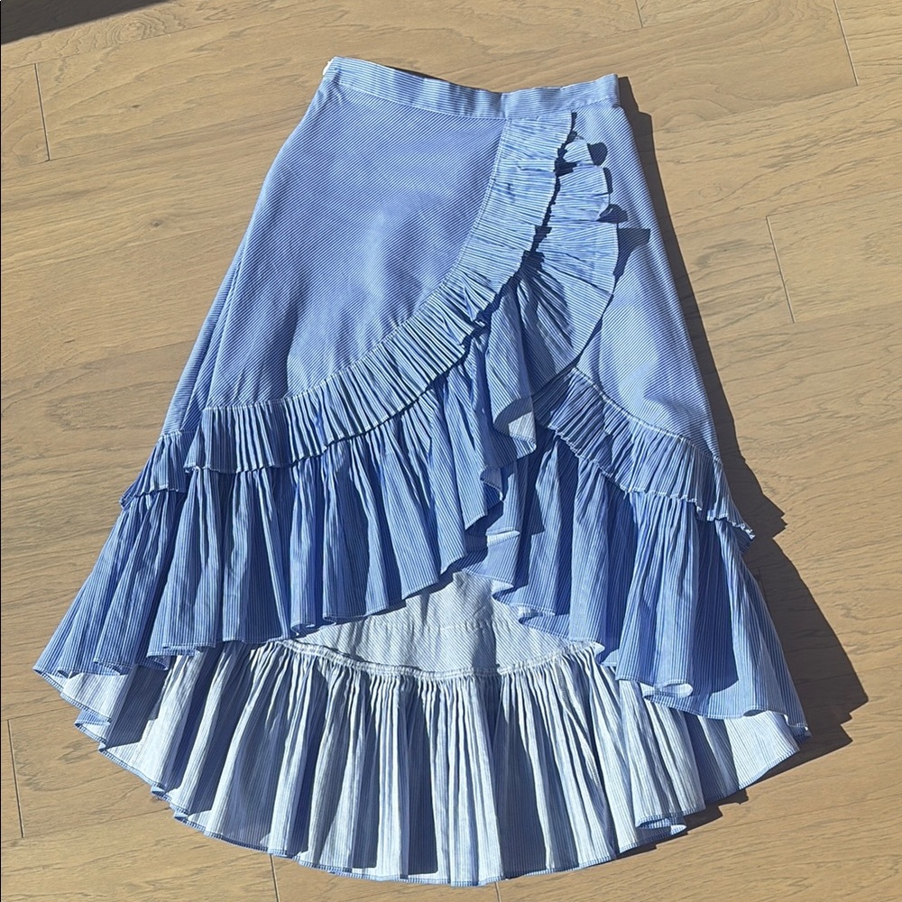Chicwish Light Blue High-Low Ruffled Skirt